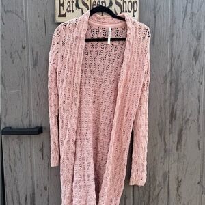 Leo & Nicole Pink Open-Front Cardigan